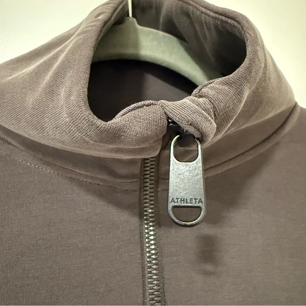 Athleta Espresso Brown Cropped 1/2 Zip Pullover XS Cozy Athleisure - Picture 4 of 7